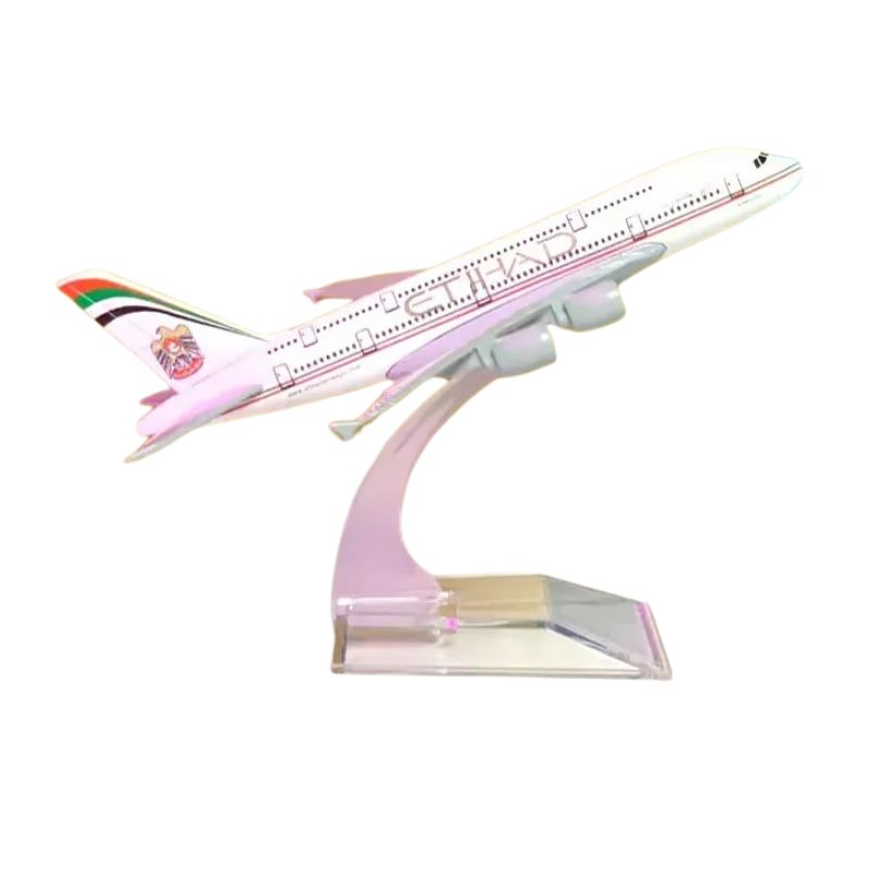 Etihad Airways A380 Metal Aircraft-16cm with stand