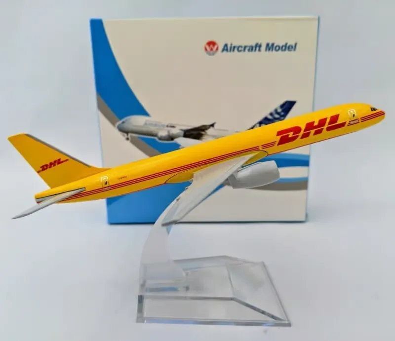 DHL Aviation Metal Aircraft -16cm with stand